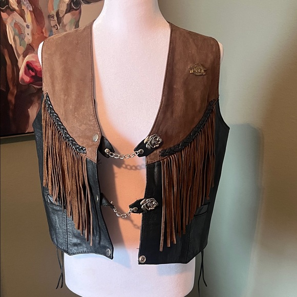 hot leathers Jackets & Blazers - Western Leather Fringe Vest‎